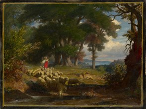 The Good Shepherd, c. 1867-1872, oil on board, 26 x 34.5 cm, signed lower left: R Zünd, Robert