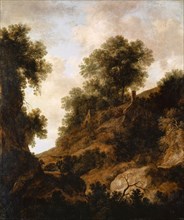 Hilly landscape with Tobel, oil on panel, 90 x 76 cm, not marked, Pieter de Molijn, (zugeschrieben