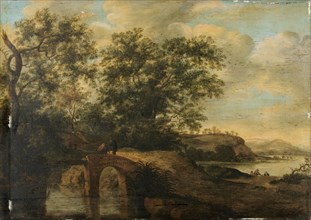 Landscape with bridge, oil on panel, 47.1 x 65.6 cm, not marked, Jan van Goyen, (Umkreis / circle),