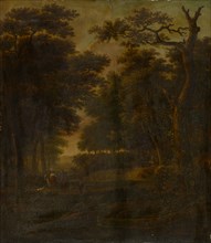 Forest landscape with riders, oil on oak wood, 53 x 46 cm, not marked, Gillis Rombouts, tätig um