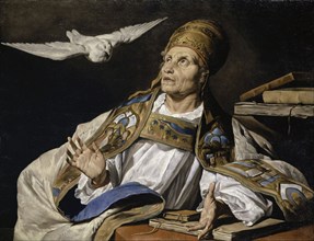 The hl., Gregory, oil on canvas, 89.9 x 115.4 cm, unmarked, Matthias Stomer, Amersfoort (?) um