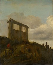 Rider at a lock, oil on oak, 31 x 23 cm, not marked, Philips Wouwerman, (Art / style of), Haarlem