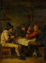 Farmer's meal, 1633, oil on oak, 28.5 x 22.5 cm, signed lower right on the stool: P De Bloot 1633,