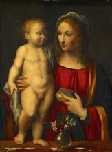 Madonna with child, oil on poplar (?) Wood, 44.4 x 33.4 cm, unspecified, Bernardino Luini, (Schule