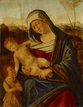 Madonna with Child and the Johannesknaben, oil on hardwood (chestnut?), 47.2 x 37 cm, not marked,