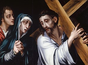 The Cross-bearing Christ with Mary and John, c. 1570, oil on chestnut (?) Wood, 61 x 82.5 cm,
