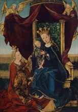Mystical plea of St., Katharina, c. 1500, oil on linden wood, 34.2 x 25 cm, unsigned., On the