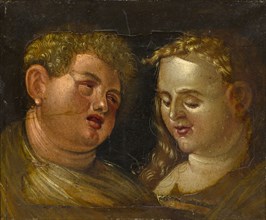 Male and Female Head, 1st Half of the 16th Century, Oil on Paper, on Wood, 18.5 x 22.4 cm,