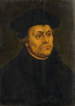 Portrait of Martin Luther, oil on panel, 49 x 34 cm, inscribed on the top right in black with a