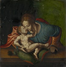 Madonna and Child, oil on oak, 33 x 32 cm, unsigned, Jan Gossaert gen. Mabuse, (Schule / school),