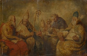The Four Latin Fathers of the Church, oil on panel, 25.5 x 39 cm, unsigned, Jacob Jordaens (1),