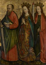 The hll., Paulus, Margaretha and Barbara, c. 1470/80, mixed media on wood, 124 x 88 cm, unsigned,