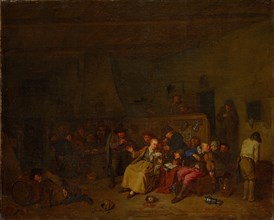 Farmer's concert in a barn, oil on canvas, 64 x 79 cm, unmarked, Egbert van Heemskerck, Haarlem