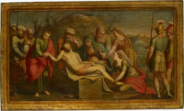 The Entombment of Christ, oil on poplar wood, 34.6 x 58.1 cm, unmarked, Oberitalienischer Meister,