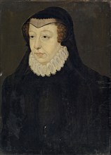 Catherine de Medici, Queen of France, as a widow, oil on paper, mounted on wood, 37.5 x 26.5 cm,