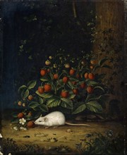Strawberries with Mouse, 19th C.?, Oil on canvas, 27.5 x 22.5 cm, unspecified, Maria Sibylla