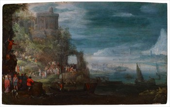 Seascape with Healing of the Possessed, Oil on Copper, 11.5 x 19 cm, Unmarked, Jan Brueghel d. Ä.,