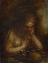 Pending Magdalena, 17th Century (?), Oil on copper, 16.9 x 13.4 cm, Unmarked, Italienischer