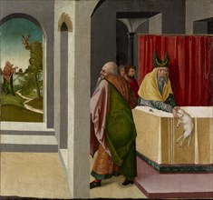 Joachim's sacrifice is rejected in the temple, 1509, oil on spruce, 64 x 69 cm, unmarked,