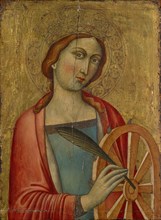St. Catherine, mixed media on wood, 50.6 x 37.7 cm, unsigned, Sienesischer Meister, 14. Jh., (?)