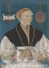 Portrait of Barbara Meyer zum Pfeil, the wife of Hans Rispach, 1552, tempera on paper, mounted on