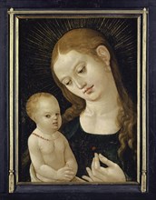 Madonna and Child with Strawberry, c. 1505, mixed technique on parchment, mounted on linden wood,