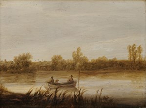 River landscape with anglers in a boat, around 1640/45, oil on oak, 21.5 x 28.5 cm, unsigned,