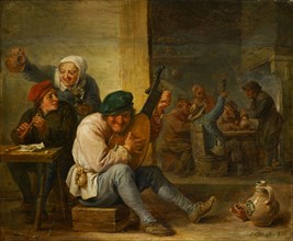 Musicians in a tavern, oil on oak wood, 26 x 31.5 cm, Signed lower right: D. TENIERS., F, David