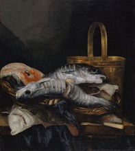 Dead Fish, oil on canvas, 74.6 x 66.6 cm, signed lower right corner of the table: AVB., f, ., [AVB