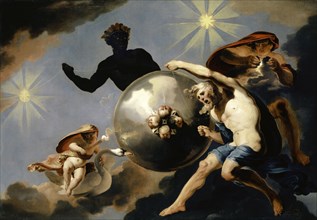 Cosmic Allegory, c. 1660/65, oil on canvas, 103.4 x 149 cm, signed lower right: A, Hondius, Abraham