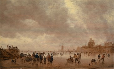 Winter fun on the Merwede, 1643, oil on oak, 39.6 x 64.9 cm, monogrammed and dated lower left: VG