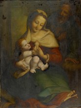 Madonna with child and the st., Joseph, oil on canvas, 104 x 78 cm, unmarked, Raffael, (Kopie nach