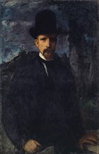 Selfportrait with High Hat, c. 1874, oil on canvas, 100.1 x 65 cm, unmarked, Hans von Marées,