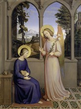 The Annunciation of Mary, 1828, oil on fir wood, 34.4 x 25.7 cm, Signed and dated on the back: Joh: