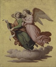 Two floating angels, 1865, oil on canvas, 28.9 x 24.8 cm, signed and dated on the back of the