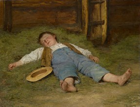 Sleeping Boy in the Hay, 1891-1897, oil on canvas, 54.8 x 70.7 cm, signed lower left: Anker, Albert