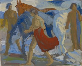 Youngsters with horses, c. 1913/15, tempera on paper, 63 x 74 cm, unmarked, Paul Altherr,