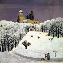 Castle Birseck in the Snow, 1922, oil on canvas, 68.5 x 68.5 cm, monogrammed and dated lower right: