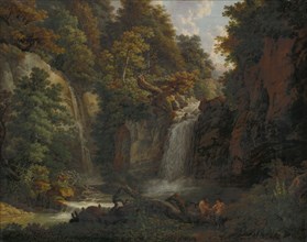 The casting in towlings with two syrinx blowing satyrs, oil on canvas, 72.3 x 93.6 cm, unmarked,