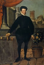 Portrait of Felix Platter, 1584, oil on canvas, 227 x 156 cm, inscribed and dated on the pillar in