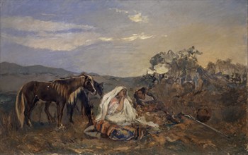 Resting Moors Couple, oil on canvas, 68 x 108.5 cm, unmarked, Frank Buchser, Feldbrunnen/Solothurn