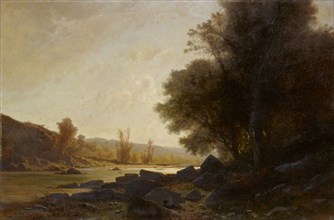 Landscape on the bank of a river, oil on canvas, 63 x 96 cm, Signed lower right: GUSTAVE CASTAN,
