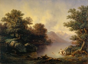 On Lake Brienz (The Bathers), 1842, oil on canvas, 187 x 257 cm, signed and dated lower right: