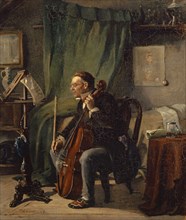 The difficult piece of music, 1863, oil on canvas, 54.2 x 46.2 cm, signed, inscribed and dated