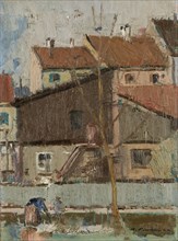 Studio Lookout, 1941, oil on board, 35 x 25.5 cm, signed and dated lower right: A. Fiechter 41.