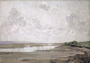 Wattenmeer, 1927, oil on canvas, 44.5 x 64 cm, signed and dated lower right with red color: W. L.