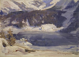 Thaw, Davos, between 1909 and 1912, oil on canvas on cardboard, 26.5 x 36 cm, signed lower right