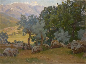 From the Sabine Mountains, oil on canvas, 75.5 x 100.5 cm, signed lower right: HANS · LENDORFF.,