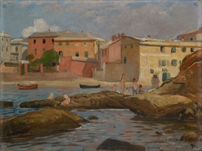 Lerici, 1882 (?), Oil on board, 35 x 46 cm, monogrammed lower right: TP [ligated], Theophil