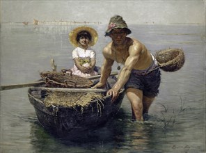 In the Lagoons of Venice, 1889, oil on canvas, 155 x 197 cm, signed, inscribed and dated lower